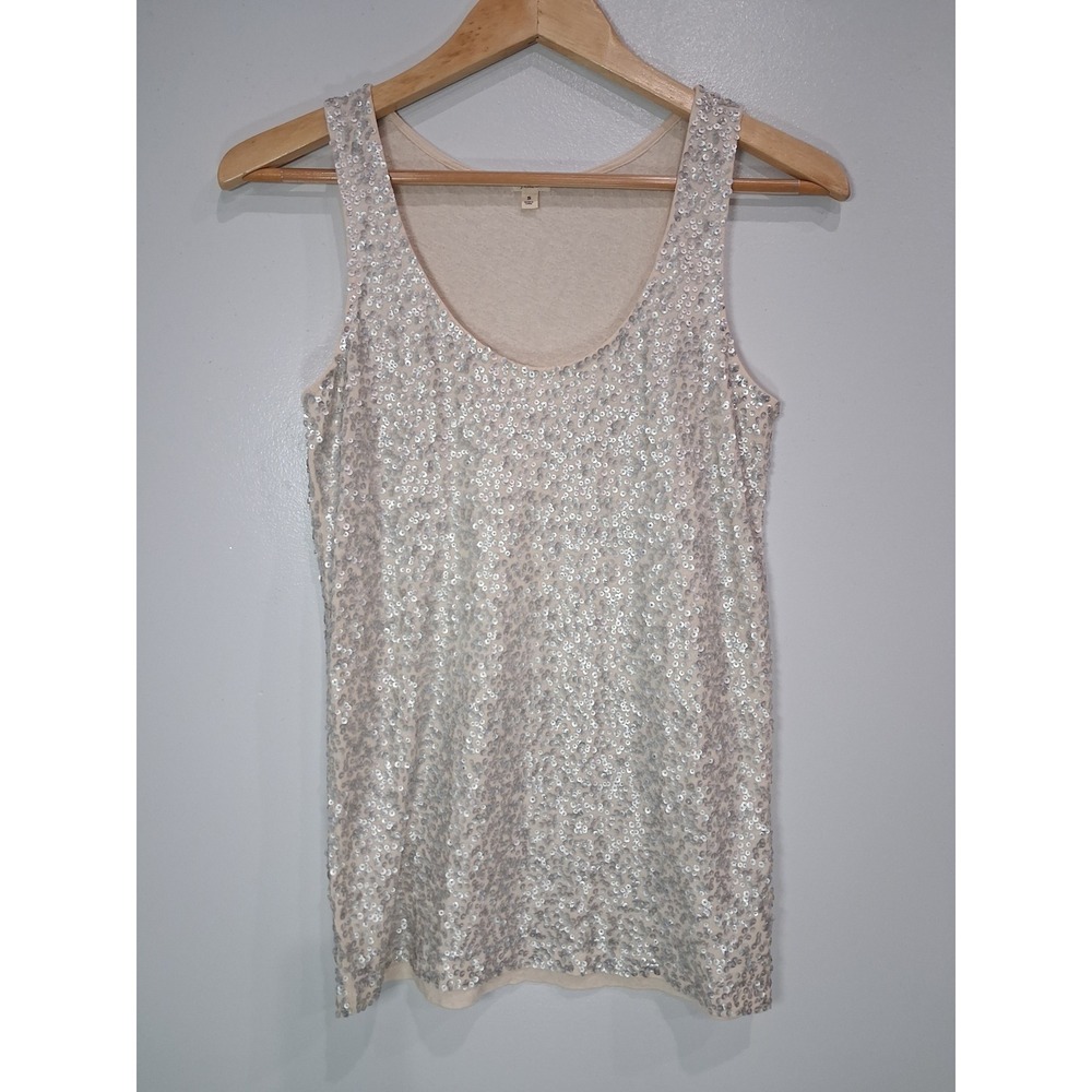 J. Crew Factory Ivory Sequin Tank Top